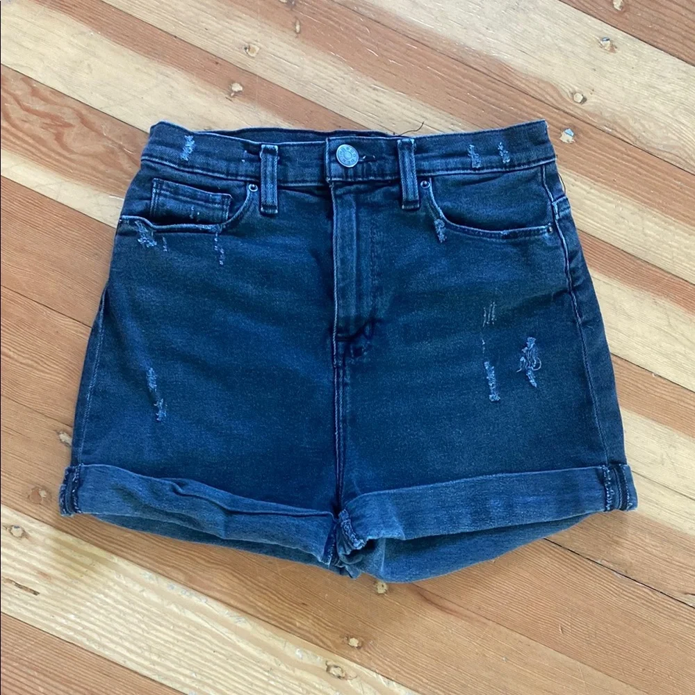 Urban Outfitters BDG Mom High Rise Faded Black Stretch Denim Shorts 27‎